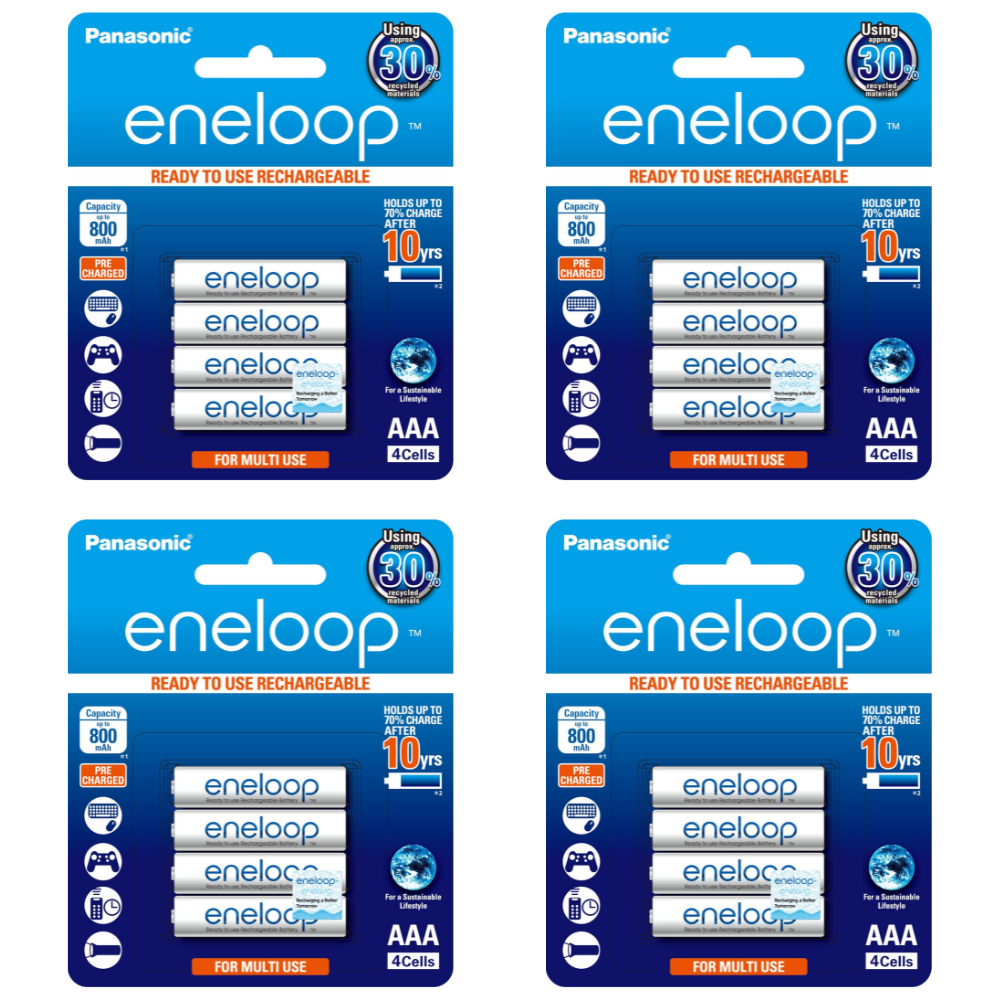Panasonic Eneloop BK 4MCCE 4BT AAA Rechargeable Battery Pack of 4 (White) x4