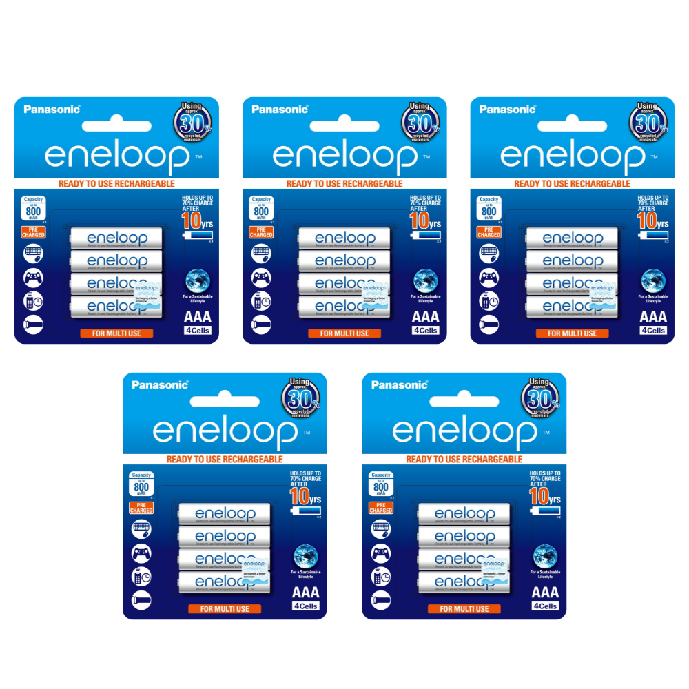 Panasonic Eneloop BK 4MCCE 4BT AAA Rechargeable Battery Pack of 4 (White) x5