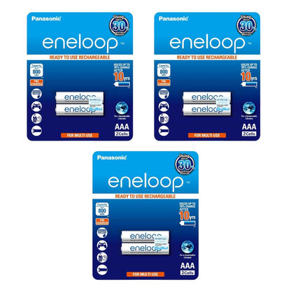 Panasonic Eneloop BK-4MCCE-2BT Rechargeable Battery AAA Pack of 2 (White) x3