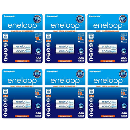 Panasonic Eneloop BK-4MCCE-2BT Rechargeable Battery AAA Pack of 2 (White) x6