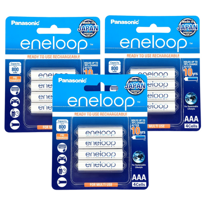 Panasonic Eneloop BK 4MCCE 4BT AAA Rechargeable Battery Pack of 4 (White) x3