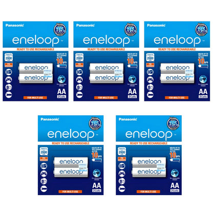 Panasonic Eneloop BK 3MCCE 2BT AA Rechargeable Battery Pack of 2 (White) x5  | JG Superstore
