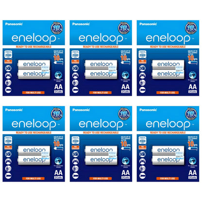 Panasonic Eneloop BK 3MCCE 2BT AA Rechargeable Battery Pack of 2 (White) x6