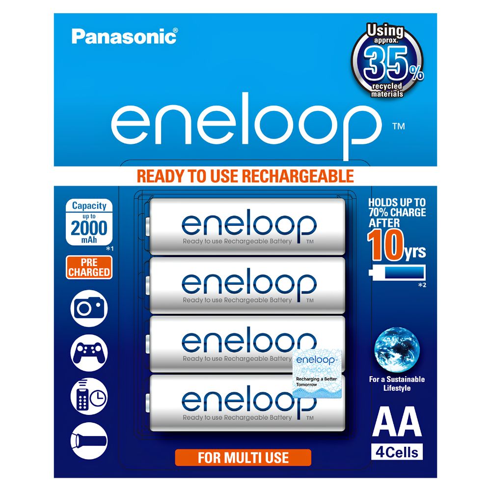 Eneloop AA Rechargeable Batteries x4 (White)