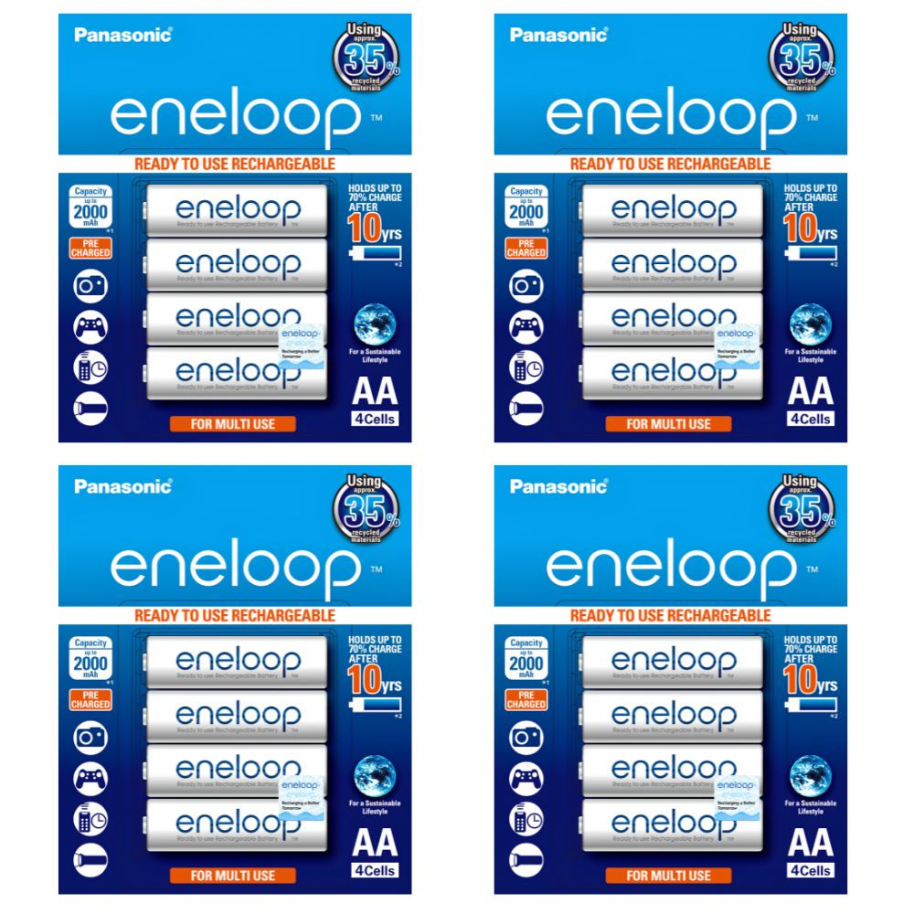 Panasonic Eneloop BK 3MCCE 4BT AA Rechargeable Battery Pack of 4 (White) x4