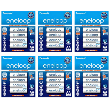 Panasonic Eneloop BK 3MCCE 4BT AA Rechargeable Battery Pack of 4 (White) x6