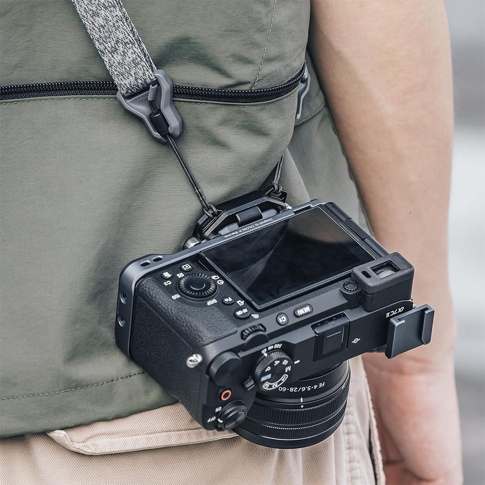 Falcam Quick Release Formfitting Camera Cage L-Bracket Bottom Plate Aluminum Alloy for Sony Alpha A7 A7S A7R A7C II A6700 and FX3 FX30 Mirrorless Cameras F22 F38 F50 QR Interface Mounts, Cold Shoe Mount, 1/4"-20 Threads & Wrist Strap Slots