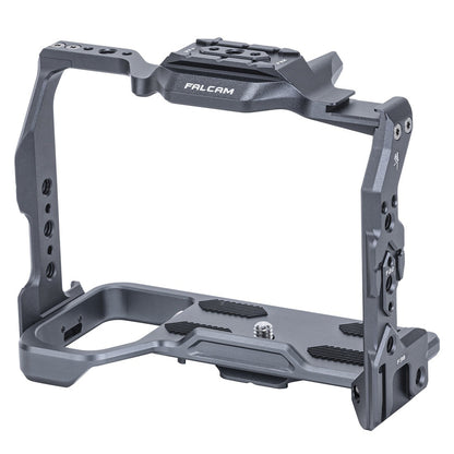 Falcam Quick Release Formfitting Camera Cage L-Bracket Bottom Plate Aluminum Alloy for Sony Alpha A7 A7S A7R A7C II A6700 and FX3 FX30 Mirrorless Cameras F22 F38 F50 QR Interface Mounts, Cold Shoe Mount, 1/4"-20 Threads & Wrist Strap Slots