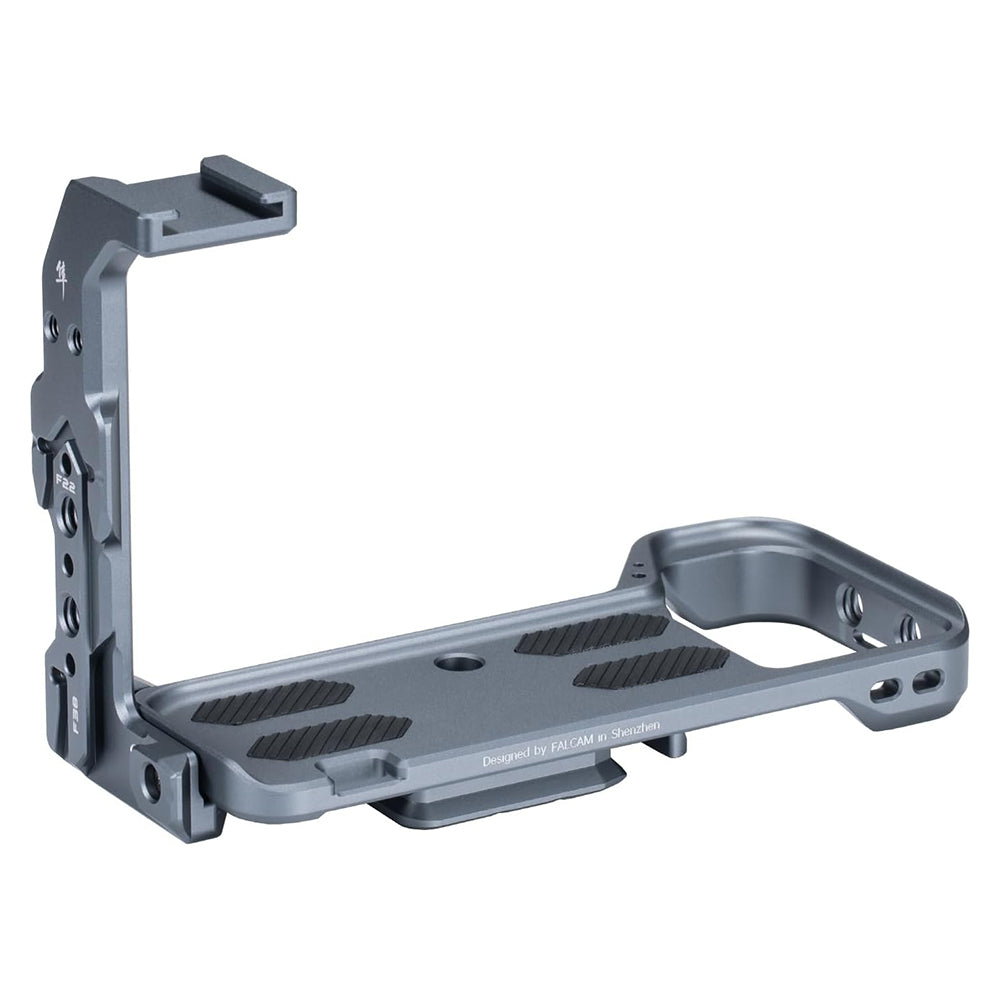 Falcam Quick Release Formfitting Camera Cage L-Bracket Bottom Plate Aluminum Alloy for Sony Alpha A7 A7S A7R A7C II A6700 and FX3 FX30 Mirrorless Cameras F22 F38 F50 QR Interface Mounts, Cold Shoe Mount, 1/4"-20 Threads & Wrist Strap Slots