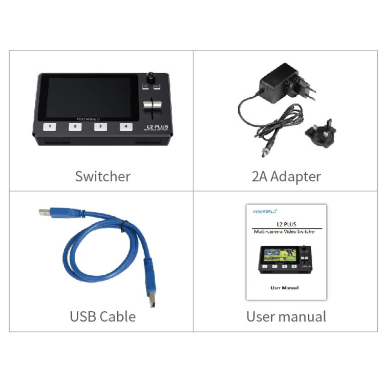 Feelworld L2 Plus 5.5-Inch Touch-Easy Setup Multi Camera Video Mixer Switcher with PTZ Control Chroma Key for Live Streaming