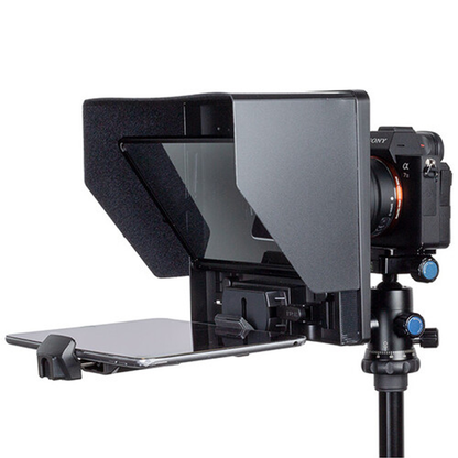 FEELWORLD TP10 Portable 10" Folding Teleprompter Supports 11" Smartphone Tablet (Diagol Measurement) for Phone & Camera Shoot with Lens Adapter Set