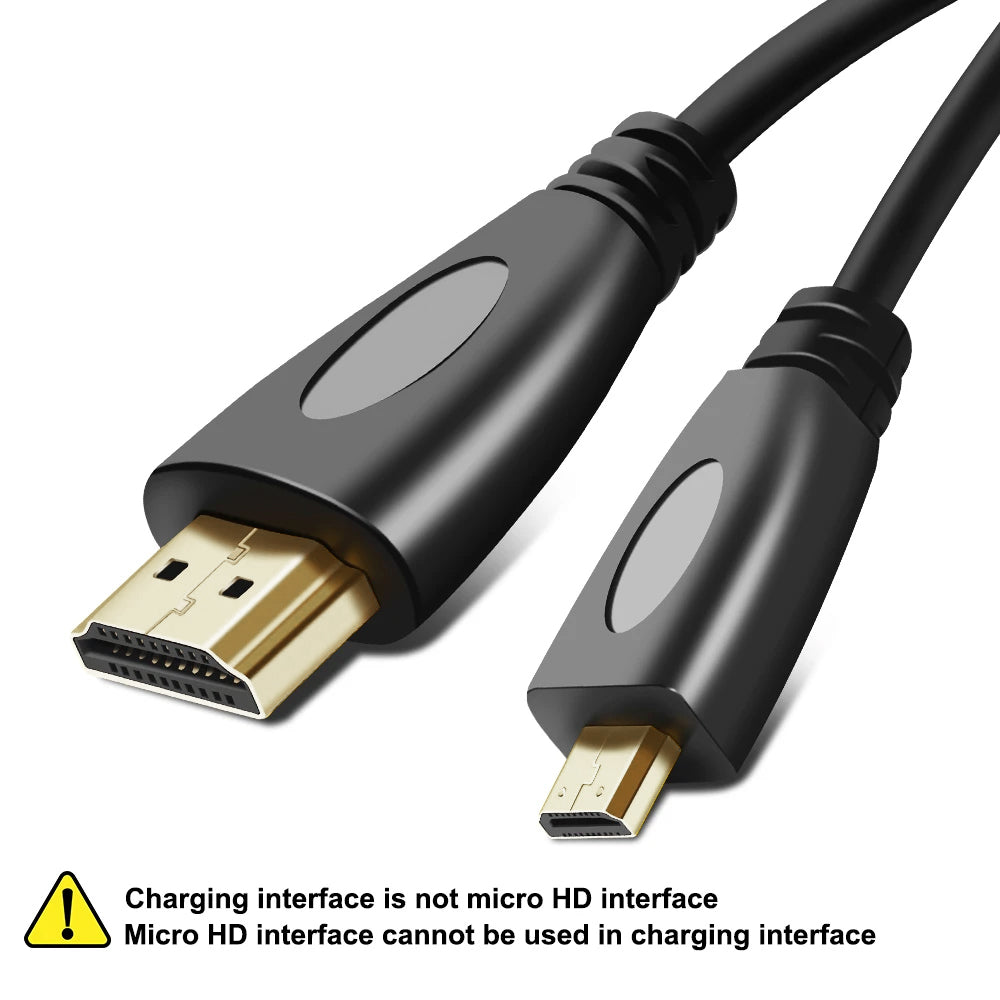 FSU Micro HDMI Male to HDMI Male Display Cable 1080p HD for GoPro, Camera, Laptop, Phone, Tablet, PC, Computer to TV, Monitor, Projector, etc.
