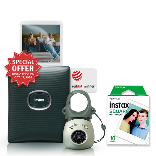 FUJIFILM Instax Pal + SQUARE Link (SPECIAL BUNDLE PROMO) Tiny Digital Camera with Smartphone Photo Printer with Wide-Angle Lens, ISO 1600 and Built-In Flash with Primary Color Filters, Instax Animation and Fun Mode App Customization