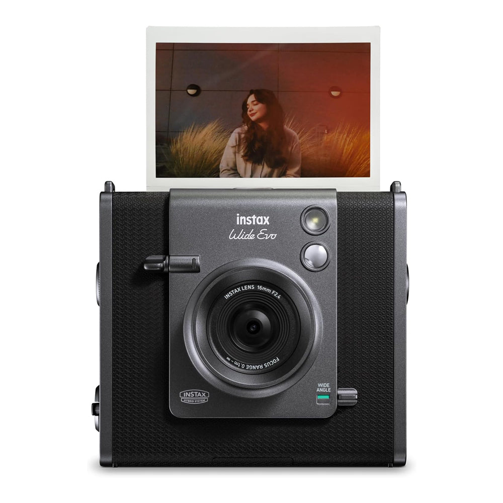 FUJIFILM Instax WIDE Evo Hybrid Instant Film Camera + Built-In Bluetooth Direct Printer, Manual Print Crank, Wide Angle Mode, Degree Control Lens Knob, 6 Film Styles, 10 Lens Effects & 10 Film Effects, Remote Shooting App Controls