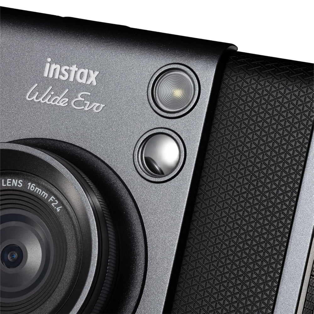 FUJIFILM Instax WIDE Evo Hybrid Instant Film Camera + Built-In Bluetooth Direct Printer, Manual Print Crank, Wide Angle Mode, Degree Control Lens Knob, 6 Film Styles, 10 Lens Effects & 10 Film Effects, Remote Shooting App Controls