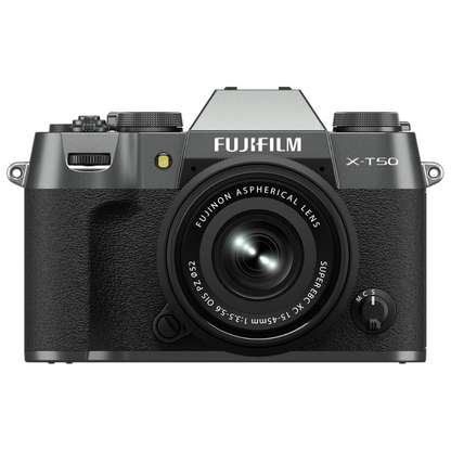FUJIFILM X-T50 Body with XF 16-50mm f/2.8-4.8 R LM WR / XC 15-45mm f/3.5-5.6 OIS PZ Lens Mirrorless Camera 40.2MP APS-C X-Trans CMOS 5 HR Sensor X-Processor 5 7-Stop In-Body Image Stabilization Film Simulation Dial and Tilting LCD Screen
