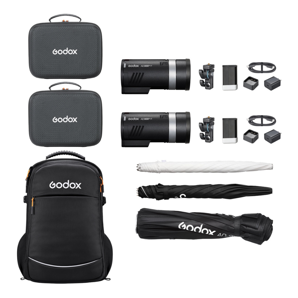 Godox AD300PROII 2-Light Kit 300W Camera Flash Head LED Light with Backpack & Octa Softbox for Photography, Outdoor and Indoor Studio Shoot