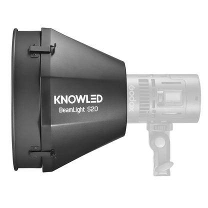 Godox KNOWLED BeamLight S20 Parallel Beam Hyper Reflector for MS60BI and MS60R LED Lights with Silver Interior and 5° Beam Angle for Lighting and Studio Equipment