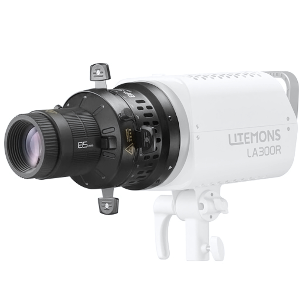 Godox BP-SE 150mm / 85mm LED Optical Projection Lens Attachment Kit for Litemons LA150R LA200R LA300BI LA300R Series with 4 Adjustable Leaves, 360° Rotatable Design, Bowens Mount, Gobo Set with Holder and Gel Frame