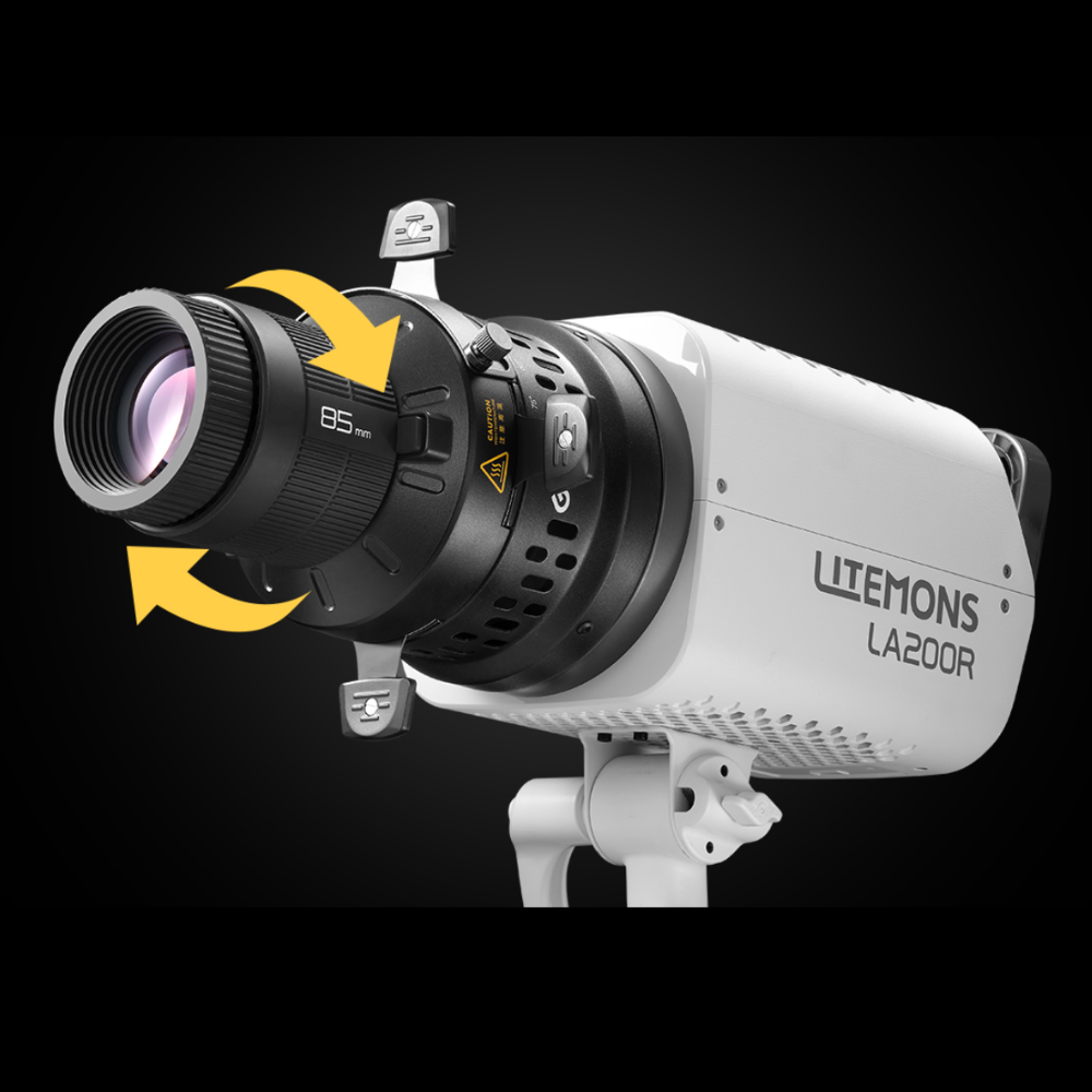 Godox BP-SE 150mm / 85mm LED Optical Projection Lens Attachment Kit for Litemons LA150R LA200R LA300BI LA300R Series with 4 Adjustable Leaves, 360° Rotatable Design, Bowens Mount, Gobo Set with Holder and Gel Frame