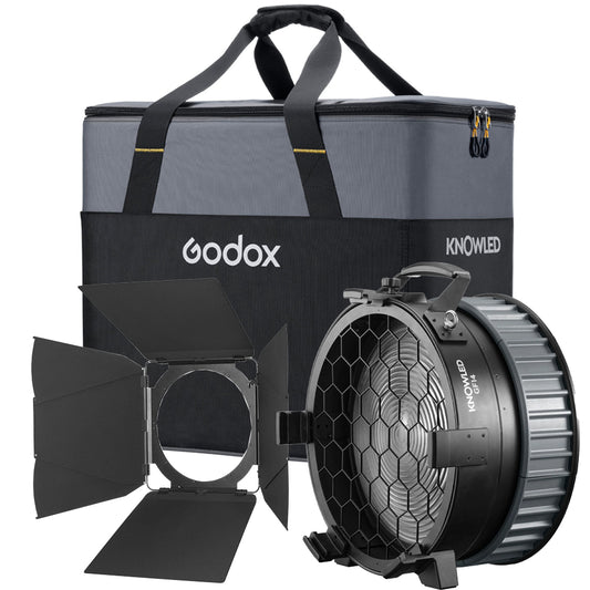 Godox GF14 Kit G-Mount Fresnel Lens and Barndoor for ML1200Bi / MG2400Bi Light Fixtures with 15 to 45 Degree Beam Angle Adjustment for Studio Film/TV Lighting and Equipment