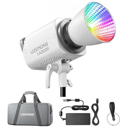 Godox Litemons LA200R K1 RGB 220W LED Video Light Bowens S Type Reflector Mount, 1800-10000K CCT with Dimming Wireless Control, Onboard and Mobile App Controls, 14 Light Effect Presets, Max 30m Bluetooth Control for Studio Lighting and Equipment