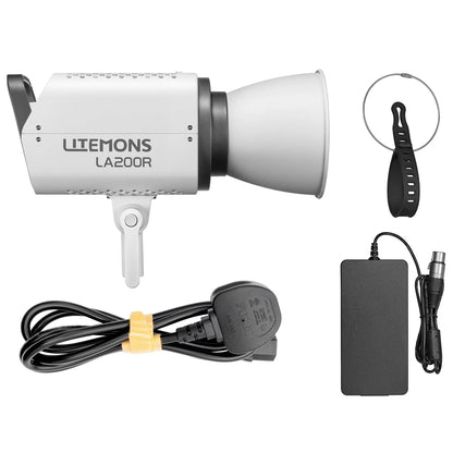 Godox Litemons LA200R K1 RGB 220W LED Video Light Bowens S Type Reflector Mount, 1800-10000K CCT with Dimming Wireless Control, Onboard and Mobile App Controls, 14 Light Effect Presets, Max 30m Bluetooth Control for Studio Lighting and Equipment