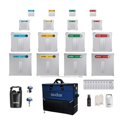 Godox LITEFLOW K1 Cine 7/15/25/50 kit Lighting Reflector with Five Size, Rail Mount Receiver WMR, Stud WMS, Wire SW01, Cleaning Cloth and Spray Soft Case SC17 Blue