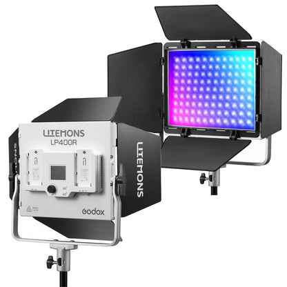 Godox Litemons LP400 Series Bi-Color / RGB LED Light Panel with Dual NP-F Battery Plate, Onboard & Wireless Controls & Creative Light Effects for Live Streaming, Vlogging, Video Content Creation & Studio Lighting | LP400R LP400BI