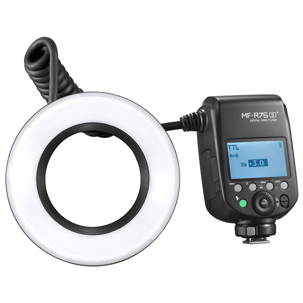 Godox MF-R765+ 49 to 77mm Dental Macro Ring Lens Flash with Wireless Trigger and 8 Lens Adapter Ring Sizes for Dental Photography