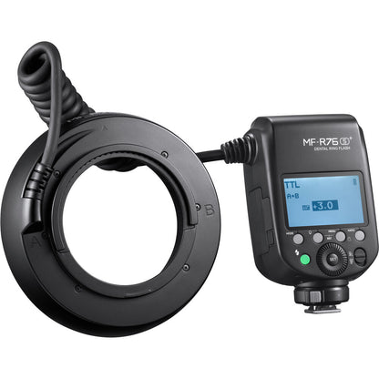 Godox MF-R765+ 49 to 77mm Dental Macro Ring Lens Flash with Wireless Trigger and 8 Lens Adapter Ring Sizes for Dental Photography