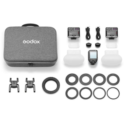 Godox Dental Macro Flash Kit for Sony Cameras (TTL Autoflash) with 2.4Ghz Wireless, 30m Max Range, 16' Guide Number, TTL and Manual Flash Modes, 1700mAh Rechargeable Battery and USB Type-C Interface for Photography | MF12-DK1 MF12-DK3