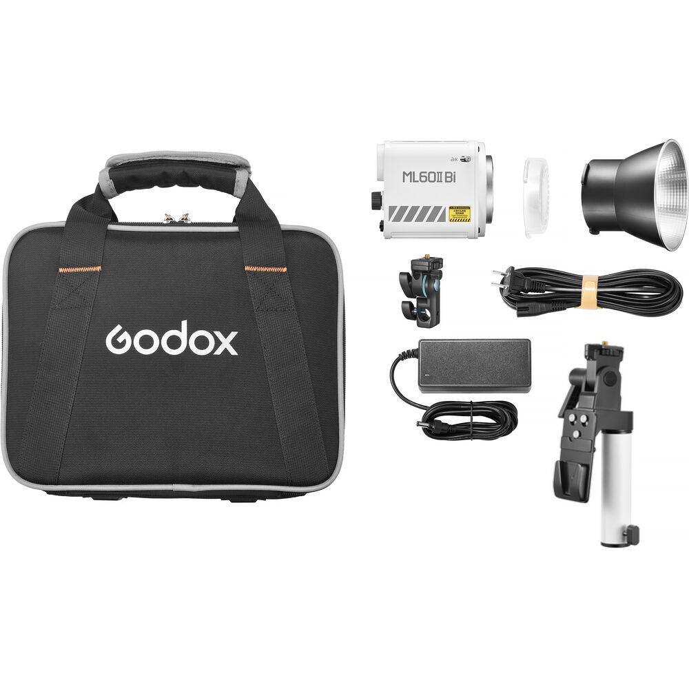 Godox ML60IIBi 70W Bi-Color LED Monolight Kit with AK-B02 V-Mount Battery Handgrip Kit, 2800-6500K CCT Color Temperature, 11 Special Light Effects, Onboard App Control w/ Max 98.4Ft Range for Shooting Outdoors, Lighting