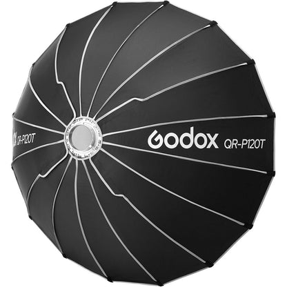 Godox 120CM 150CM Foldable Quick Release Bowens Mount Parabolic Umbrella Softbox with Front and Inner Diffusers, Silver Interior for Photography QR-P120T QR-P150T