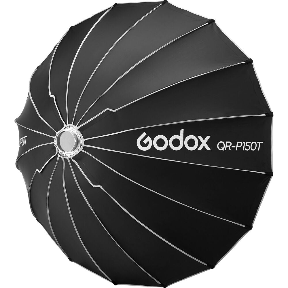 Godox 120CM 150CM Foldable Quick Release Bowens Mount Parabolic Umbrella Softbox with Front and Inner Diffusers, Silver Interior for Photography QR-P120T QR-P150T