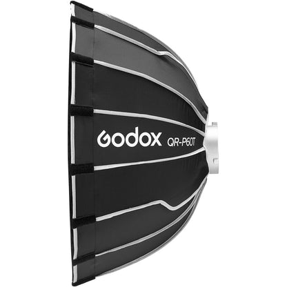 Godox 60CM 70CM 90CM Foldable Quick Release Bowens Mount Parabolic Umbrella Softbox with Front and Inner Diffusers, Silver Interior for Photography QR-P60T QR-P70T QR-P90T