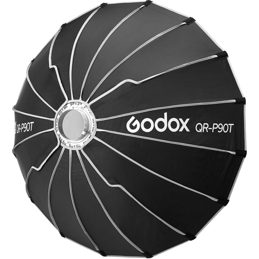 Godox 60CM 70CM 90CM Foldable Quick Release Bowens Mount Parabolic Umbrella Softbox with Front and Inner Diffusers, Silver Interior for Photography QR-P60T QR-P70T QR-P90T