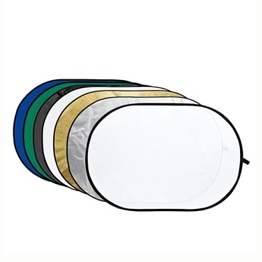 Godox RFT-10 7-in-1 Collapsible Reflector Disc | Round & Oval Photography Reflector in 60cm, 80cm, 60x90cm, 80x120cm, 100x150cm, 110x110cm, 150x200cm & 120x180cm, Multi-Surface: Gold, Silver, Black, White, Translucent, Blue & Green Colors