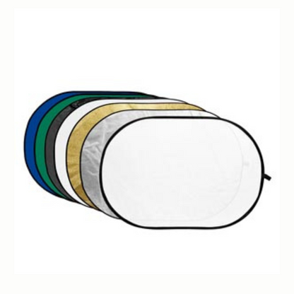 Godox RFT-10 7-in-1 Collapsible Reflector Disc | Round & Oval Photography Reflector in 60cm, 80cm, 60x90cm, 80x120cm, 100x150cm, 110x110cm, 150x200cm & 120x180cm, Multi-Surface: Gold, Silver, Black, White, Translucent, Blue & Green Colors
