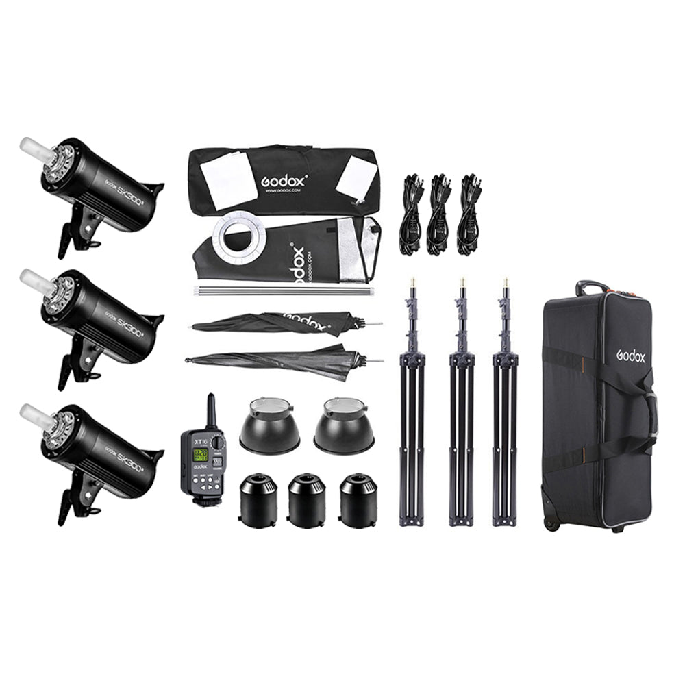 Godox SK300II-D SK300II-E Daylight 300W 3-Kit 2-Kit 2.4G Strobe Flash Kits with Bowens S Front Accessory Mount, 5600K CCT Range, Anti-Preflash Function for Professiol Photography and Studio Lighting Equipment