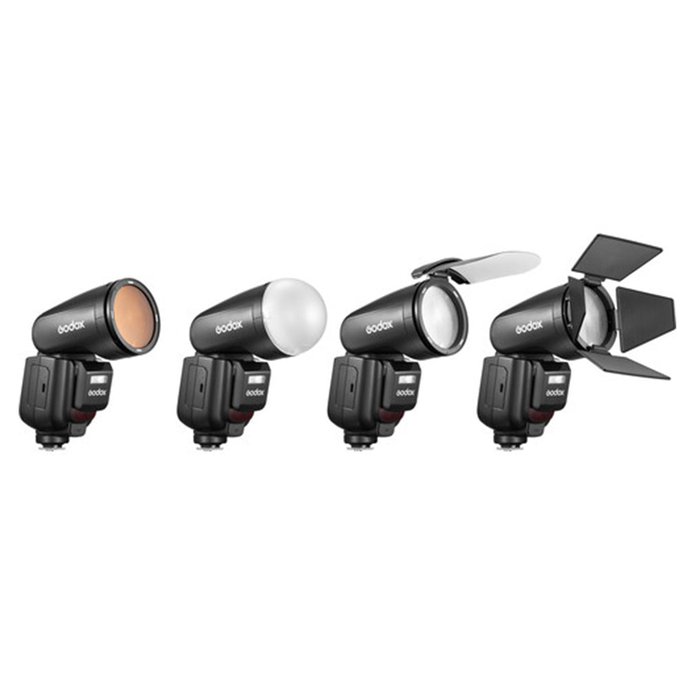 Godox V1Pro N Flash with Round Head, Auto Zoom Control, Range 28-105mm, Tilts 7 to 120, Rotates 330 Degree Built-In LED Modeling Lamp for Nikon i-TTL