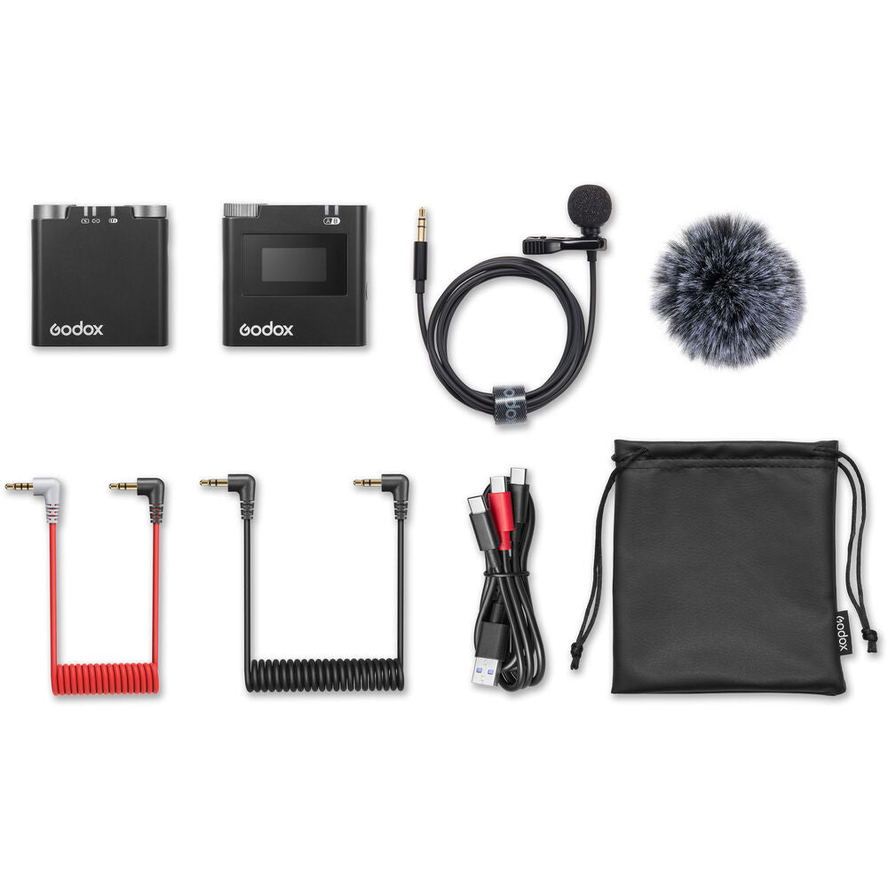 Godox Virso M1 Single and M2 Double Omnidirectional Wireless Dual-Channel Lavalier Microphone System with Belt Clip Mounts, 3.5mm TRS AUX and USB-C Ports, and up to 200m Max Range and 17H Max Battery