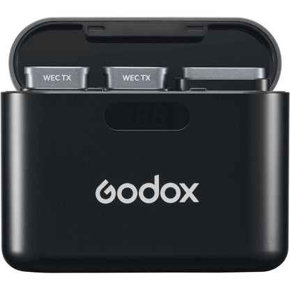 Godox WEC Kit 1 Person / Kit 2 Person 2.4 GHz Wireless Clip-On Lavalier Microphone System with 3.5mm TRS Audio Output, 200m Max Range, Noise Reduction, Dual Channel Receiver, LED Indicators and Type-C Interface for Vlogging, Interview