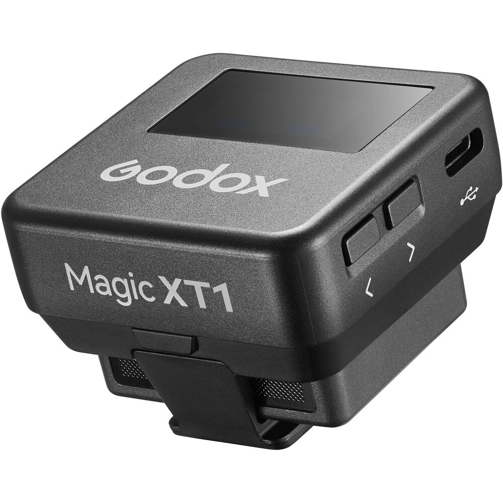 Godox Magic XT1 2 Person Dual TX + RX 2-Channel Wireless Omnidirectional Microphone System 3.5mm TRS / USB Type-C Ports with 200m Max Wireless Range, 680mAh RX Charging Case Max 16hrs Battery Life and OLED Touchscreen and Onboard Controls