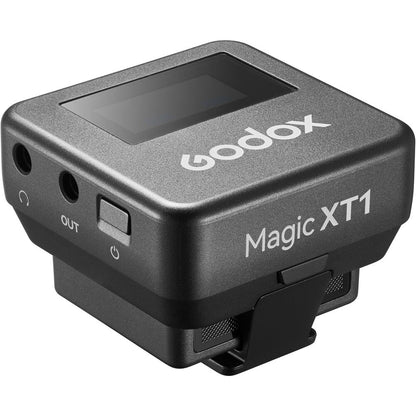 Godox Magic XT1 2 Person Dual TX + RX 2-Channel Wireless Omnidirectiol Microphone System 3.5mm TRS / USB Type-C Ports with 200m Max Wireless Range, 680mAh RX Charging Case Max 16hrs Battery Life and OLED Touchscreen and Onboard Controls
