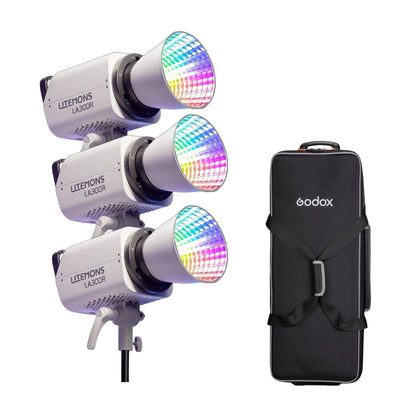 Godox Litemons LA300R RGB / LA300BI Bi-Color 330W LED Studio Monolight Bowens S Mount with Special Light Effect Presets, NFC Connection, Onboard and Wireless App Controls with Bluetooth Max 30m Range for Photography Studio Lighting