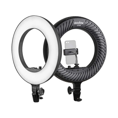 Godox LR180 14-inch Daylight LED Ring Light with Phone Holder for Vlogging, Content Creation, and Live Selling | Black / Pink