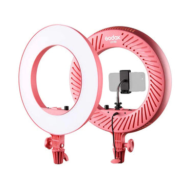 Godox LR180 14-inch Daylight LED Ring Light with Phone Holder for Vlogging, Content Creation, and Live Selling | Black / Pink