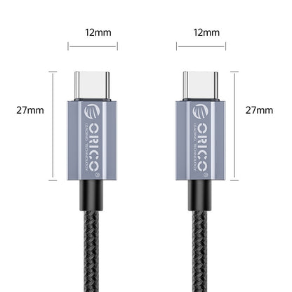 [CLEARANCE] ORICO GQA100 (1m /1.5m / 2m) USB Type C to USB Type C Fast Charging Data Cable 20V/5A PD 100W, 480Mbps Transmission Rate, Nylon-Braided Aluminum Alloy for Smartphones, MacBook, Tablet, PC