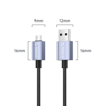 [CLEARANCE] ORICO GQAM (1m) USB-A 2.0 to microUSB Fast Charging Data Cable 5V/2.1A 10.5W, 480Mbps Transmission Rate, Nylon-Braided Aluminum Alloy for microUSB Port Devices, Smartphones, Android, Tablet